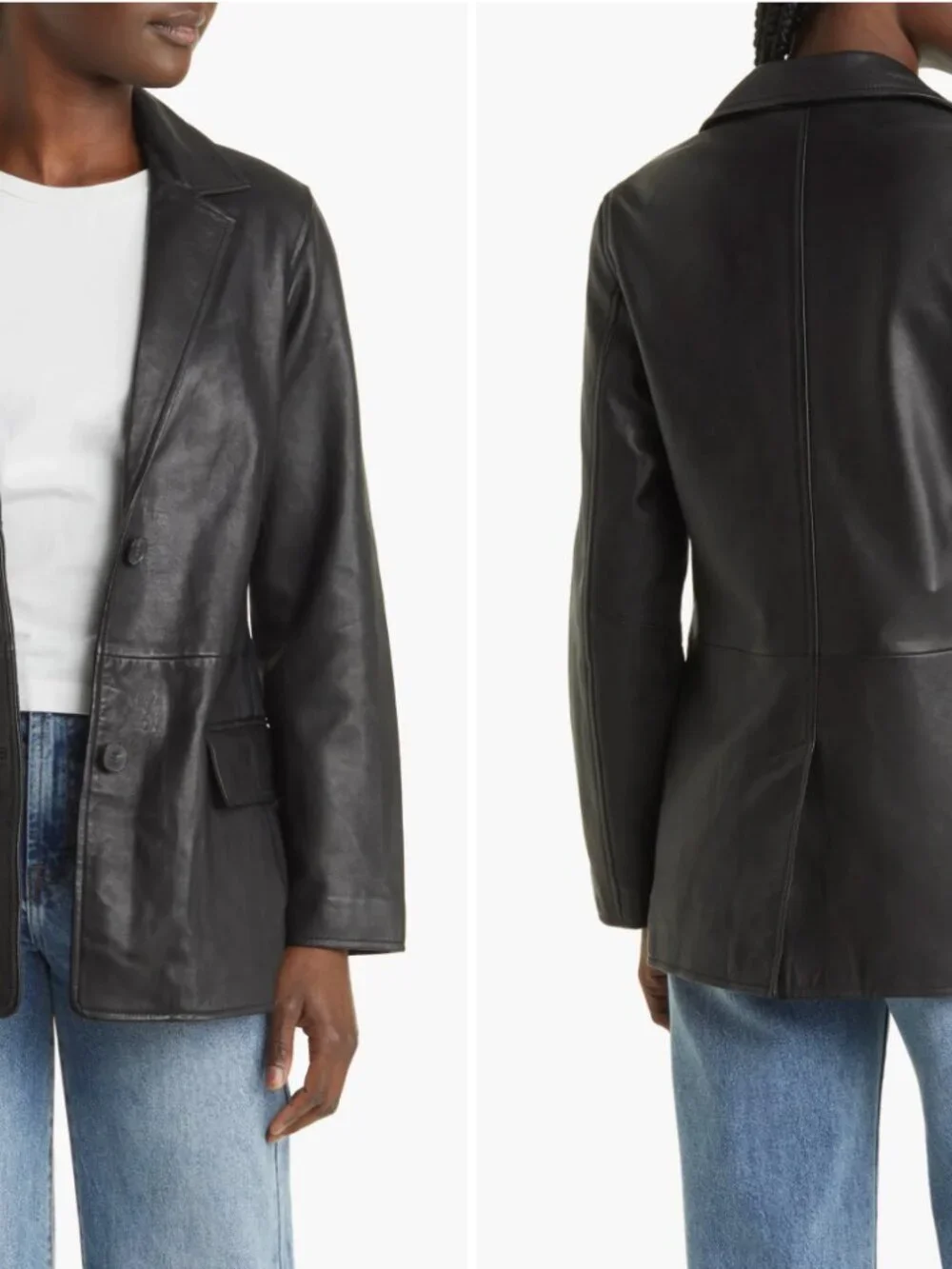 ALL SAINTS Corinna Leather Blazer in Black Size US8 - Picture 11 of 14